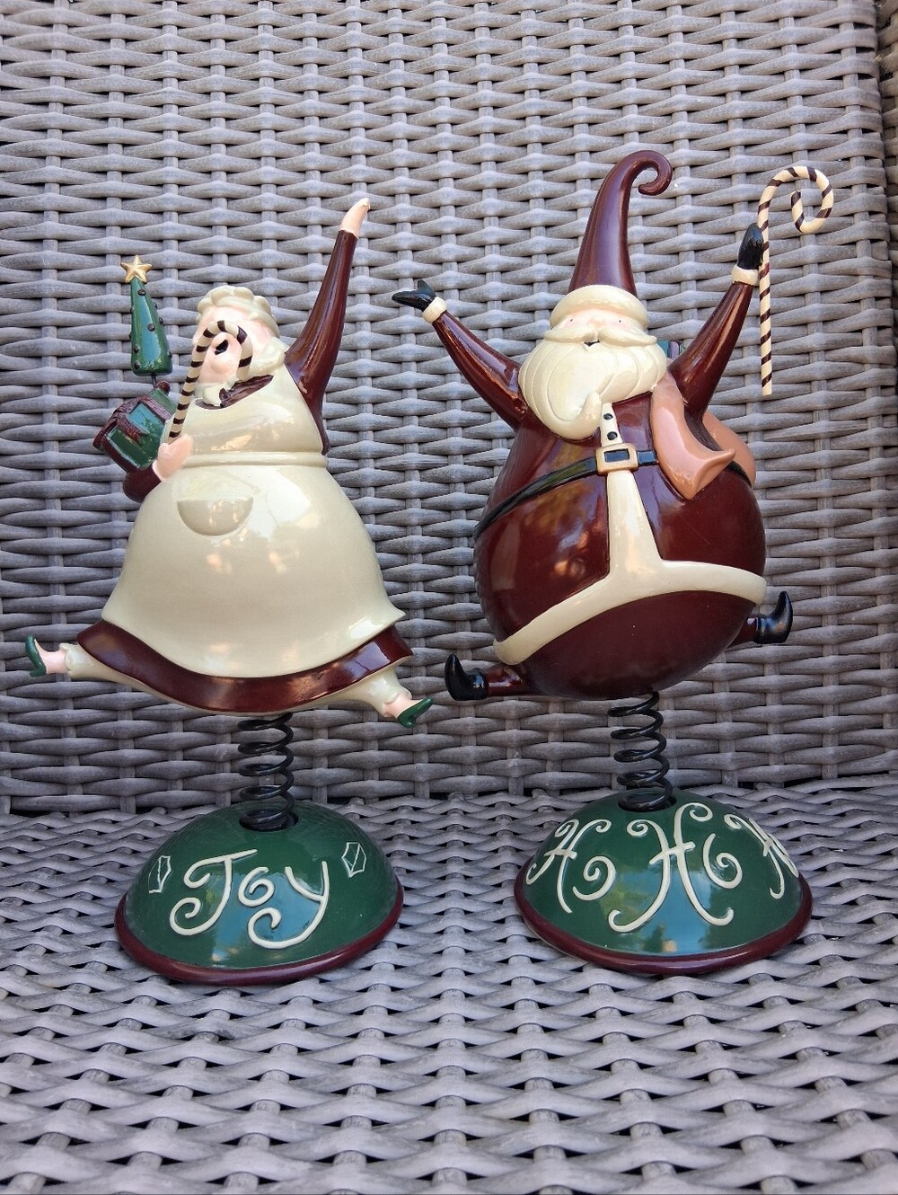 NEW Holiday Santa and Mrs. Claus Figurine Set - Cream and Burgundy